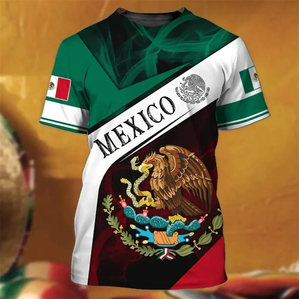 Mexico T-Shirts Mexican Flag 3D Print Streetwear Men Women Casual Fashion Oversized Short Sleeve T Shirt Male Tees Tops Clothing