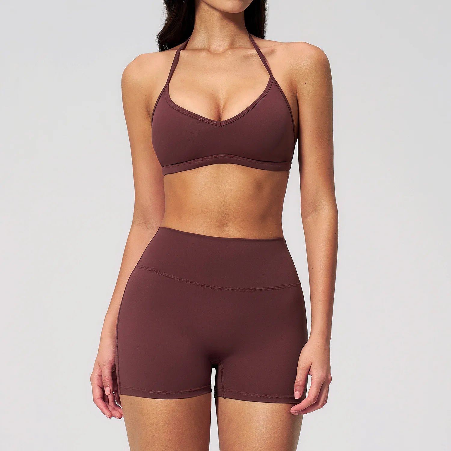2 Pieces Yoga Set Women Tracksuit Backless Halter Tops High Waist Shorts Gym Suits Fitness Sportswear Workout Sets Athletic Wear