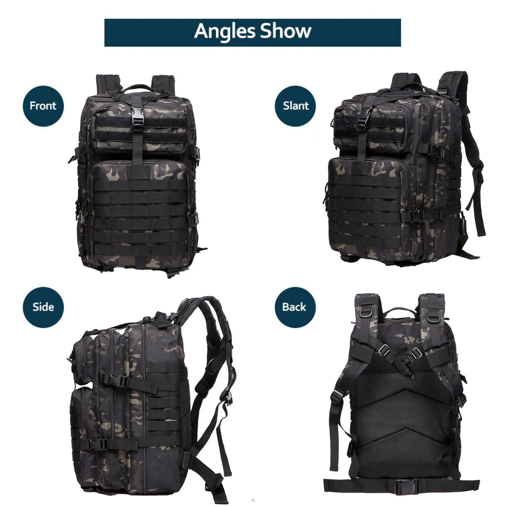 Durable Nylon 50L Waterproof Tactical Outdoor Backpack for Hiking Trekking Fishing Hunting Camping Travel