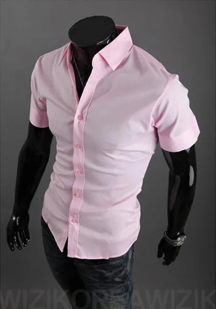 16 Colors Summer Polyester Men Solid Casual Business Shirts Men's Korean Version Slim Fit Short Sleeve Shirt 2023 New