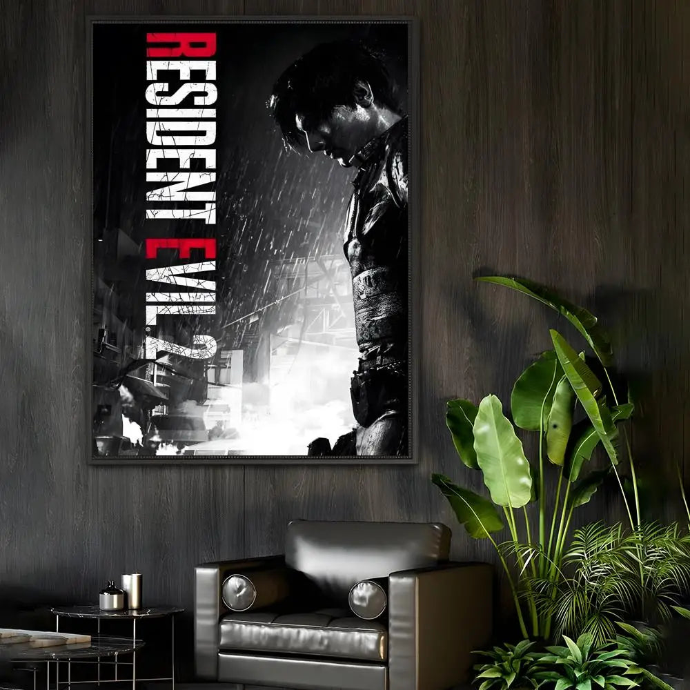 R-Resident Evil Game Poster Home Living Bed Room Bar Hallway Sticky Wall Art Printing Aesthetic Decor