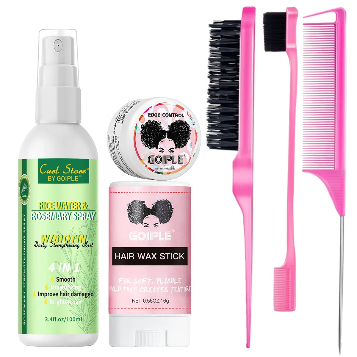 GOIPLE Moisturizing & Nourishing Rice Water & Rosemary Spray Smoothing Hair Wax Stick Flyaway Control Baby Bangs Gel Styling Wax