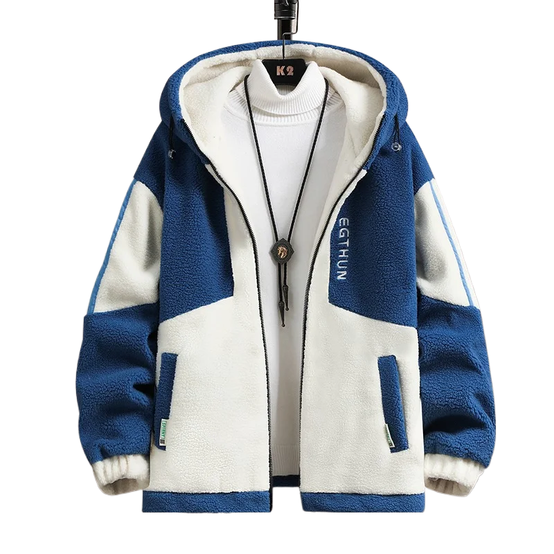 Men's Outdoor Casual Hooded Jacket Men's Autumn and Winter Fashionable Warm and Cold Resistant Full Zipper Loose Jacket Jacket