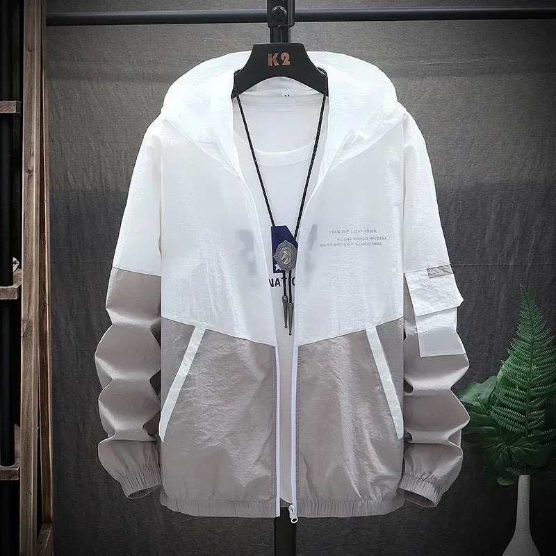 Men's Sun Protection Clothes Jackets Motorcycle Summer Ultra-thin Windproof Ice Silk Windbreaker Male UV Resistant Jacket Coats