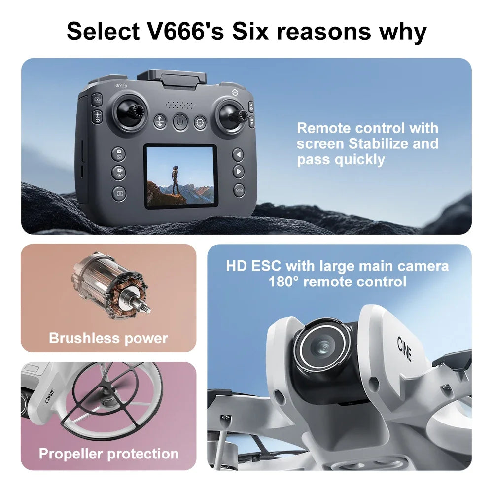 Original MINI V666 Drone 4K Professional WIFI 5G Dron Obstacle Avoidance Brushless Altitude Headless Mode RC Quadcopter Toys