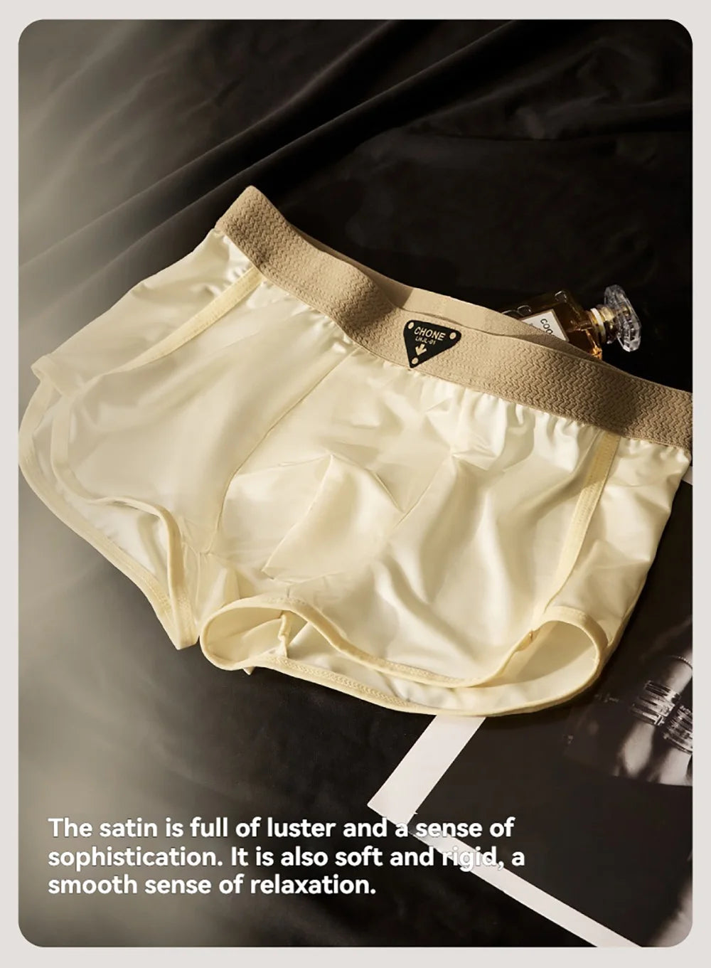 3PCS/Pack Luxury Solid Satin-like Boxer Man Cool 10A Antibacterial Silk U-shape Pouch Men's Panties High Elastic Wais Underpants