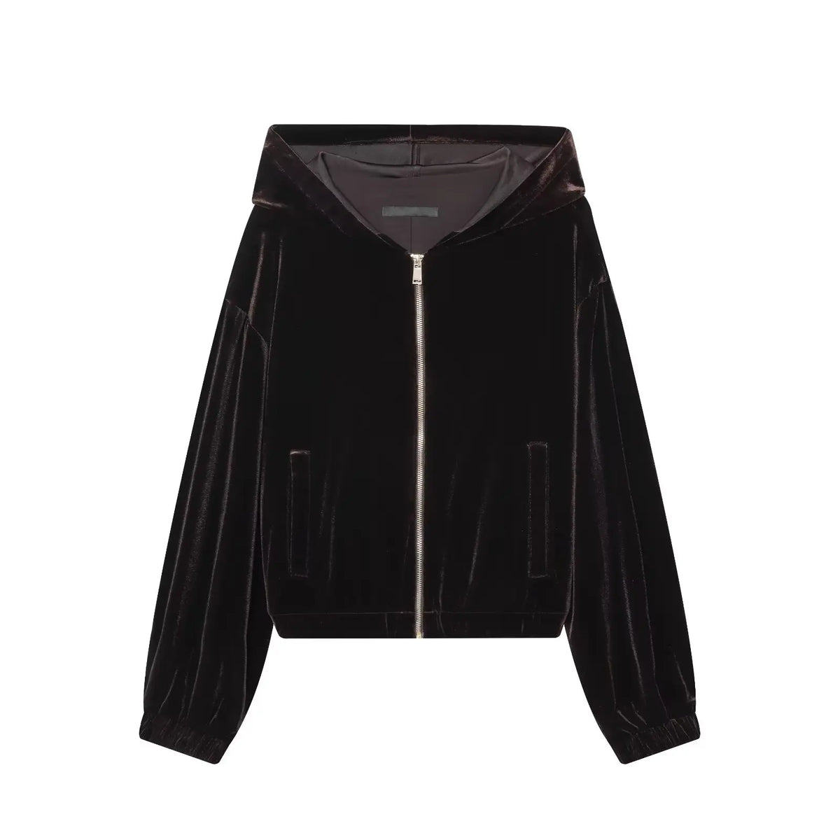 HH Woman Hooded Long Sleeves Zipper Velvet Jacket Drawstring Straight Wide Leg Pants Female Autumn Casual Loose Two Piece Set