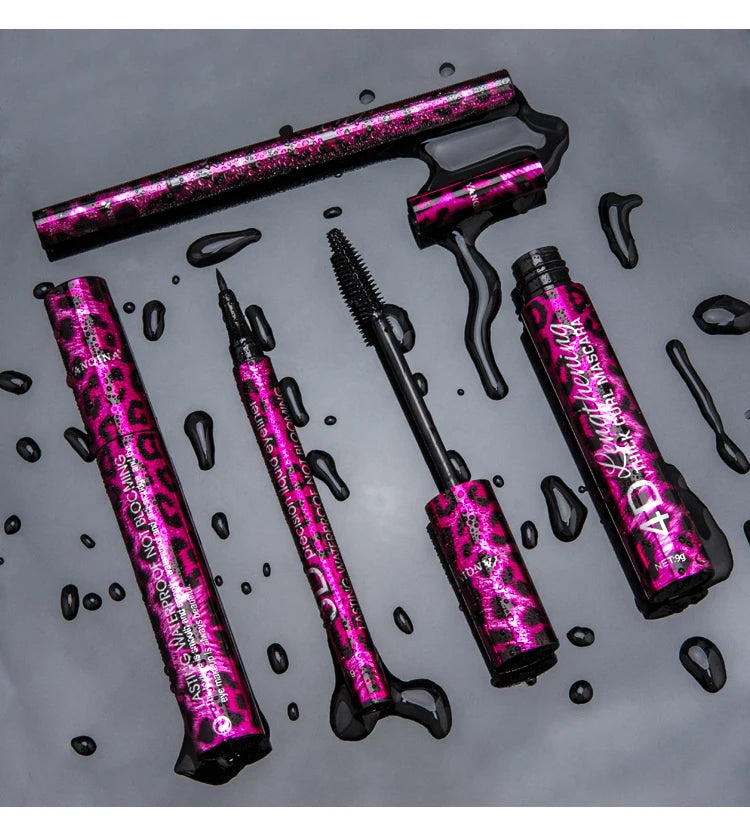 Long Lasting 4D Waterproof Mascara Liquid Eyeliner Pencil Set For Voluminous Curling Lashes And Natural Eyebrow Makeup