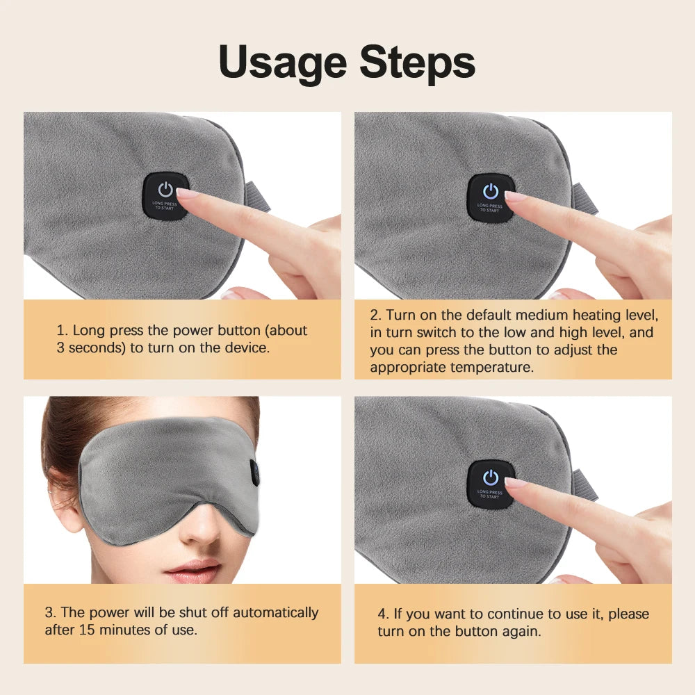 Heated Eye Mask for Dry Eyes Warm Eye Compress Sleeping Mask Light Blocking Washable Eye Heating Pad for Travel Office Home