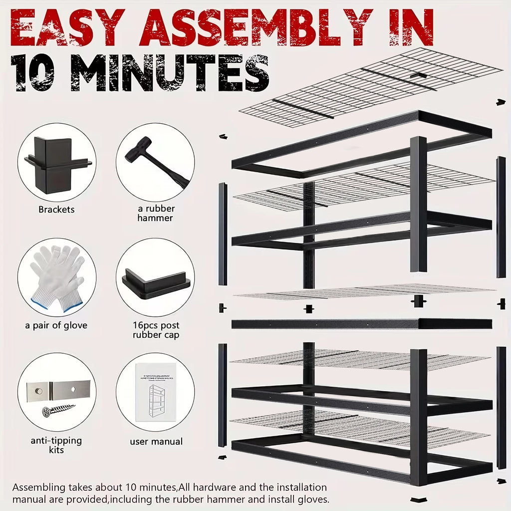 84 Inch Heavy-Duty Metal Storage Rack with 2000 lb Capacity per Layer Industrial Style Freestanding Shelf for Garage, Warehouse