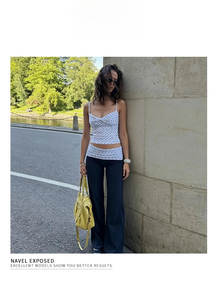 Sisjuly French Holiday Polka Dot Print Slim Fit Casual Shorts Set Women's Fashion Summer Outfit Two-Piece Suit Polyester Fabric