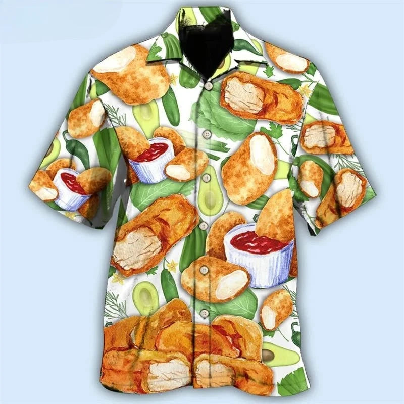 2025 Newest Breathable 3D Printed Trendy Cool Fashion Chicken Shirts Beach Hawaiian Tops Short Sleeves Summer Men's Tee Blouses