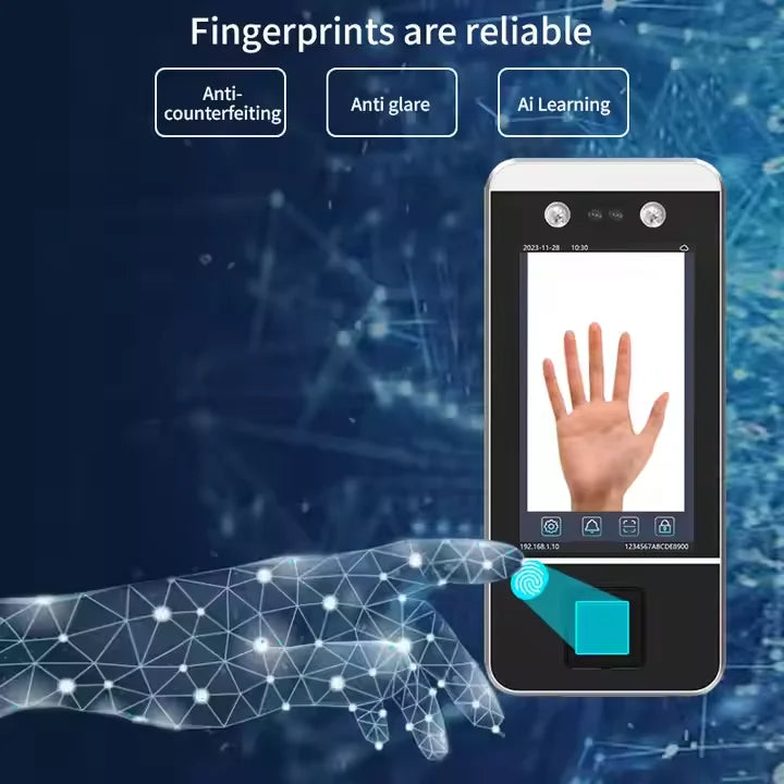 Waterproof 5.5 Inch Display Face Recognition Palm Vein Biometric Fingerprint Smart Door Access Control Time Attendance System