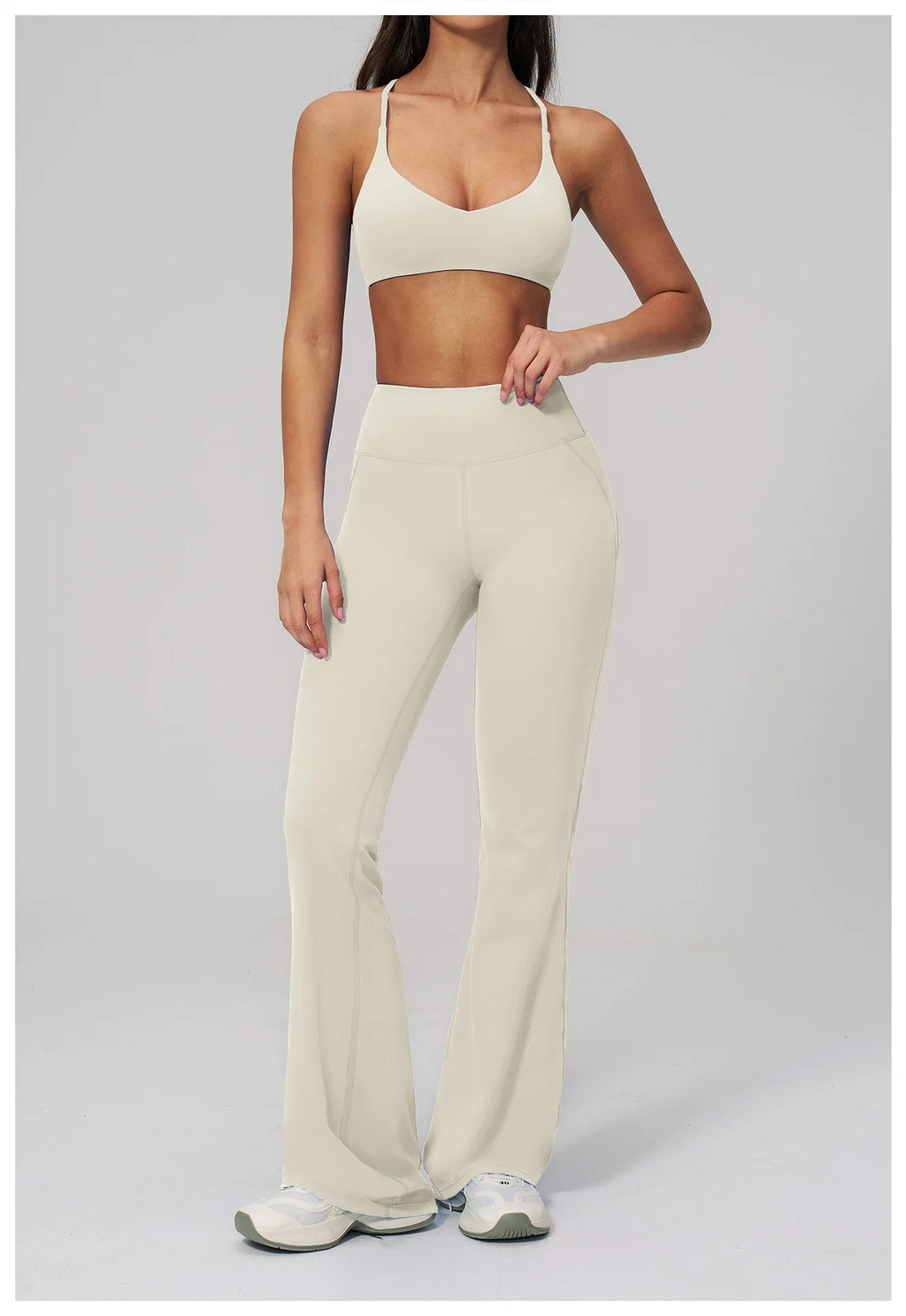 Women's Tracksuits 2PCS Flared Pants Yoga Set Gym Fitness Outfits Female Shockproof Sports Bra Yoga Workout Clothes Sports Sets