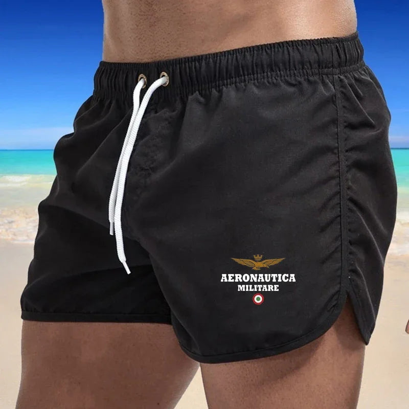 2024 Men's Fashion Printed Swimming Shorts Quick-Drying Beach Suit Breathable Drawstring Pocket