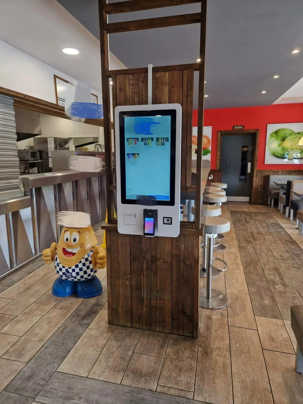 21.5 Inch Touch Screen Wall Mounted Kiosk for Indoor Use Payment Self Ordering Interactive Printer Fast Food Restaurant SDK