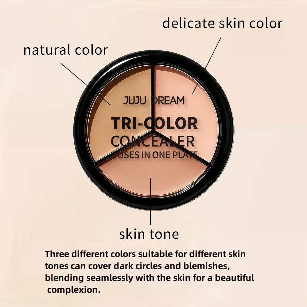 Professional Concealer Palette 3 Shades, Full Coverage Dark Circle Corrector, Face Makeup for Flawless Skin