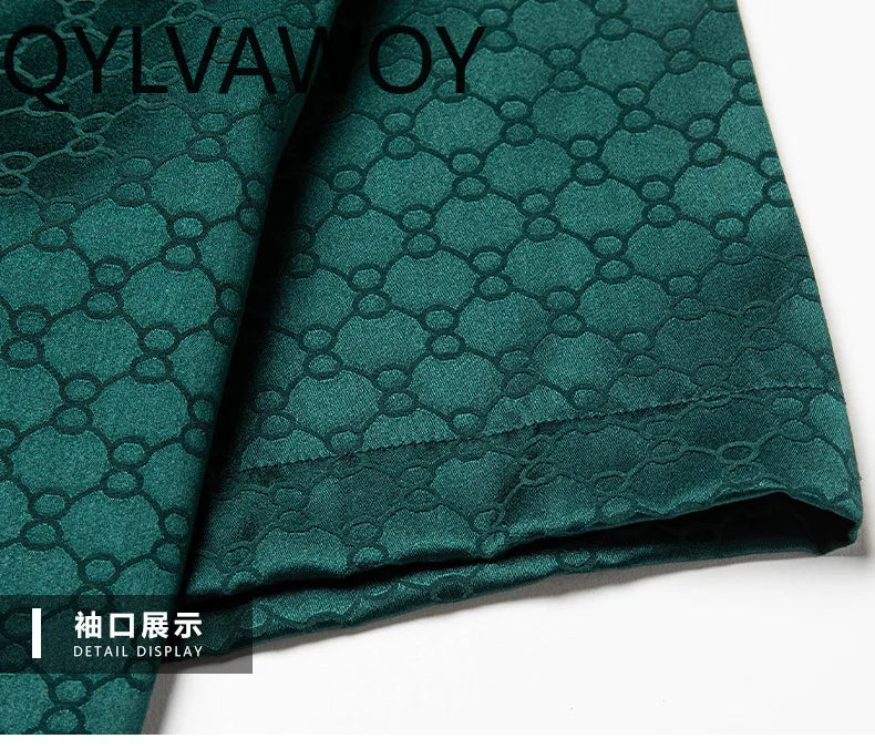 QYLVAWOY New Men's Shirts Summer Tops 92% Real Mulberry Silk Shirts Lapel Short Sleeve Stylish Clothes for Man Business Casual