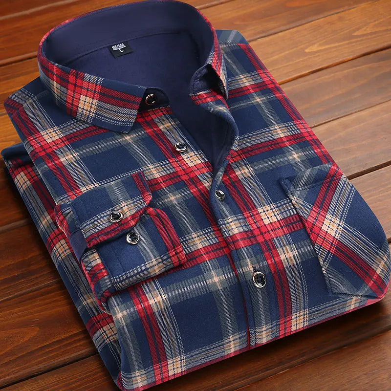 New Design Autumn Winter Warm Plaid Shirts for Men Evening Business Office High Quality Men's Winter Clothing Fashion Tops 2026