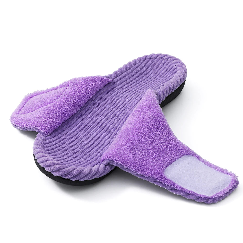 Evshine Memory Foam Women Slippers Fashion Open Toe Orthopedic House Slippers Corduroy Bedroom Slides Cotton Shoes For Women
