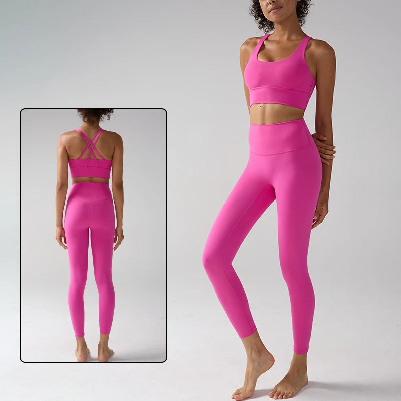 Women's Yoga Set Workout Set 2 Piece High Waist Yoga Leggings Sports Bra Gym Suit Activewear Sports Fitness Set Sports Suit