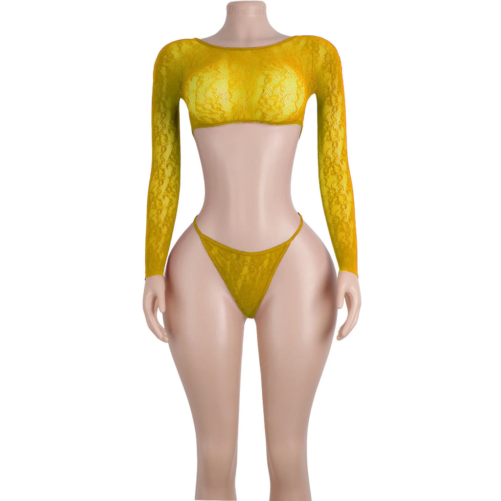 Women's Exotic Two-Piece Bodysuit Arm Sleeves Hollow Straps Shiny Wholesale Ballroom Dancewear Performance Pole Dance Wear
