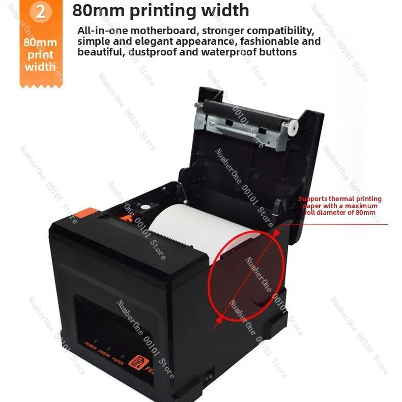 Bill printer 80MM thermal printer automatic paper cutting front desk receipt kitchen order quick printing