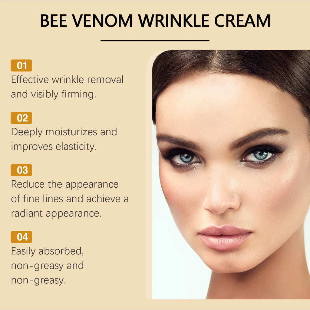 Wrinkle Removal Cream Firming Facial Lifting Moisturizing Deep Hydration Smoothing Fine Lines Repair Skin Bee Venom Cream 20g