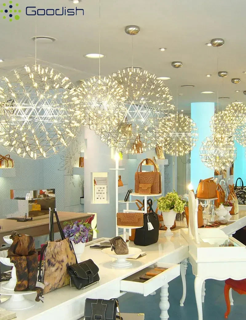 Modern Minimalist Stainless Steel Spark Ball LED Pandent Lights Art Creative Lamps for Chidren's Room Home Decoration Chandelier