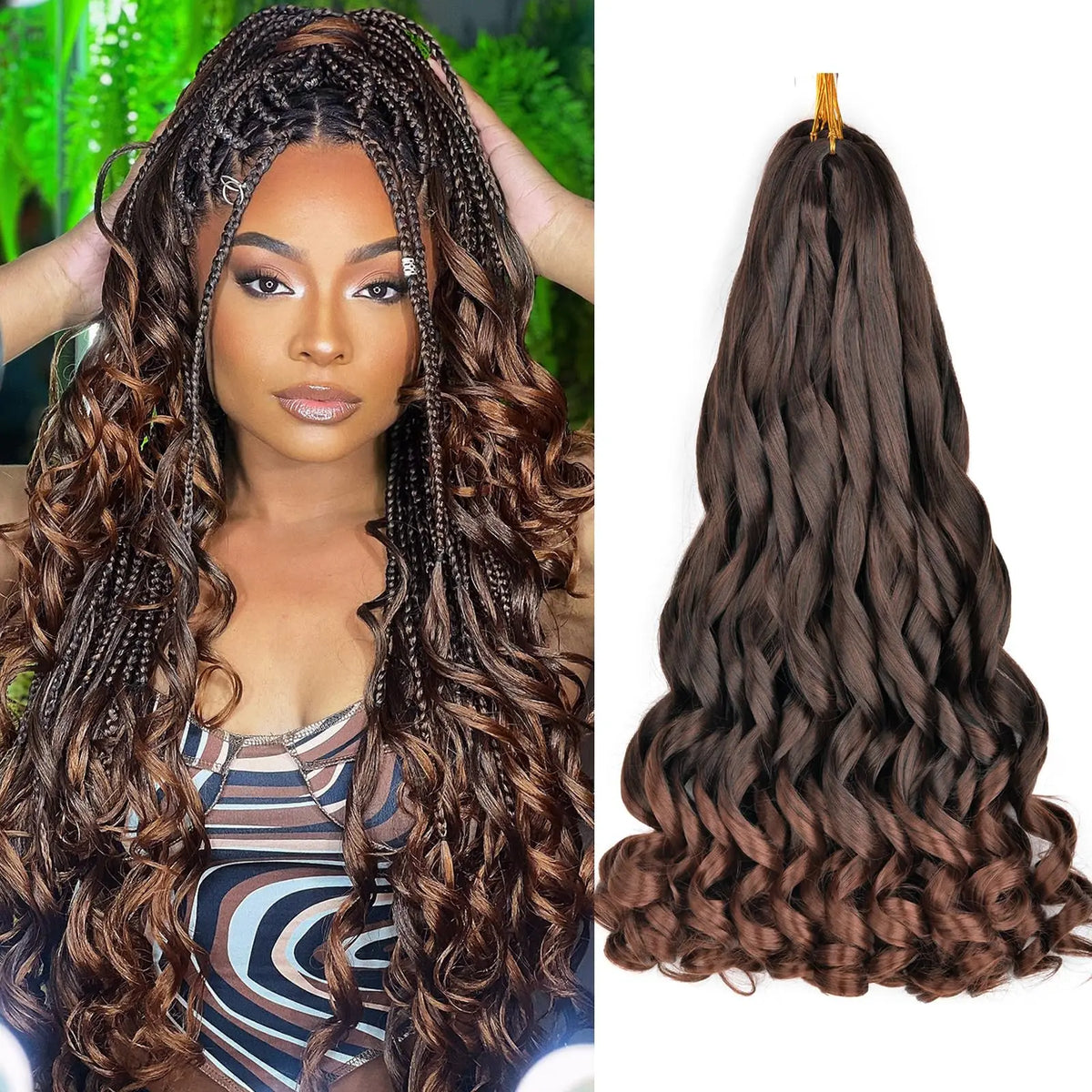 French Curly Braiding Hair 22Inch Synthetic Curly Braiding Hair Pre Stretched Loose Wavy Curl Braiding Hair Extensions For Women