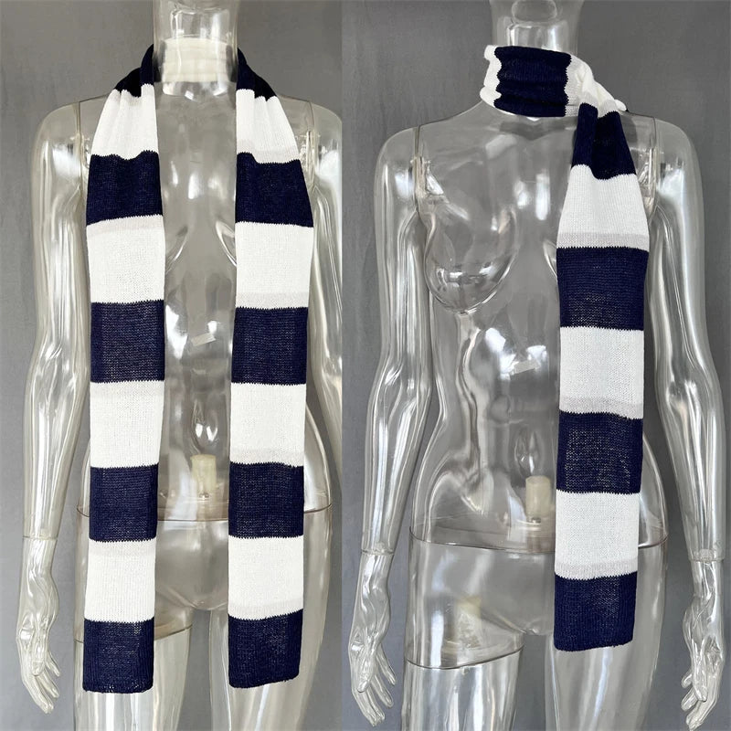 TARUXY Fashion Striped Sweater Cardigan With Scarf Female Loose Thin Hollow Knitted Top Lantern Sleeve Contrast Color Retro Top