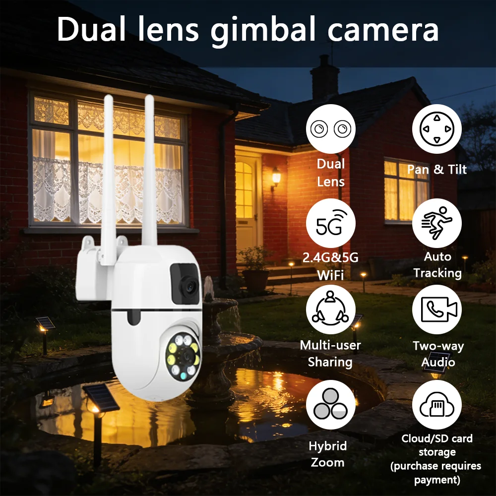 Ease Life App 5G/2.4G WiFi,4MP,IP54,E27 Light Bulb Security Camera Indoor Outdoor Wireless  Color Night Vision Motion Detection
