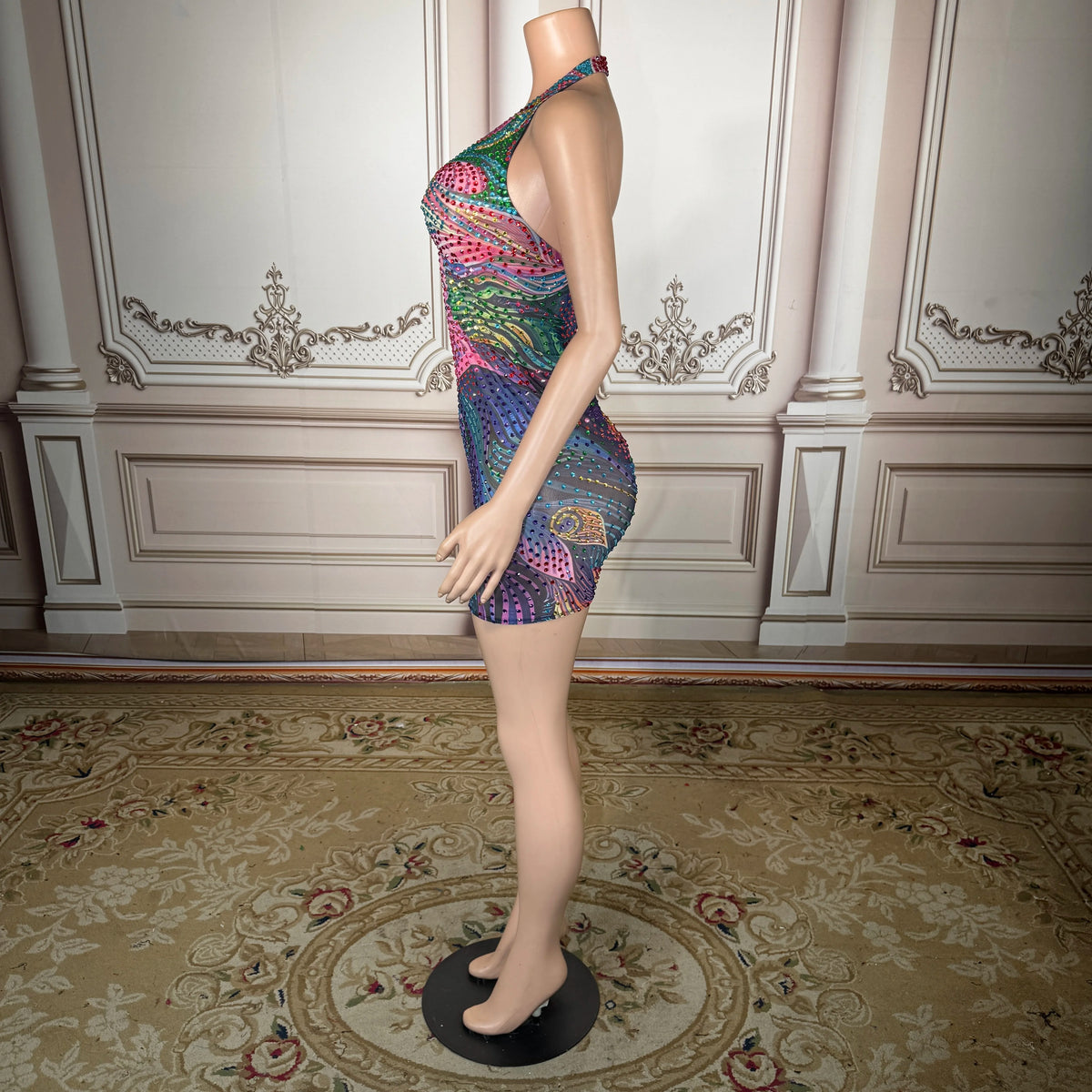 Floral Print Sexy Deep V-neck Halter Sleeveless Maxi Dress Stylish Dress Women's Backless Dress