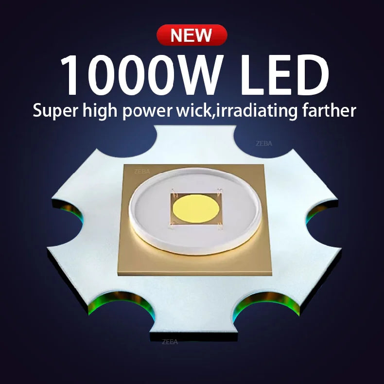 10000000lm Most Powerful Led Flashlight Rechargeable Type-c Flashlight Long Range 2000m Tactical Torch Light For Camping Hunting