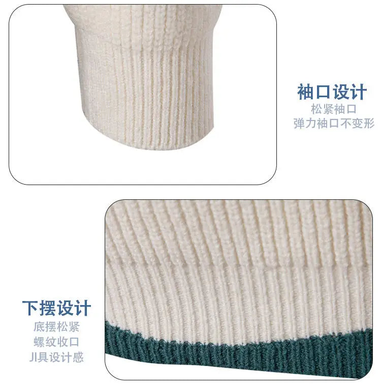 Striped Jacquard Man Pullover Sweaters Jersey Cuello Alto Hombre Autumn Winter Half High Collar Long Sleeve Men Knitted Sweater