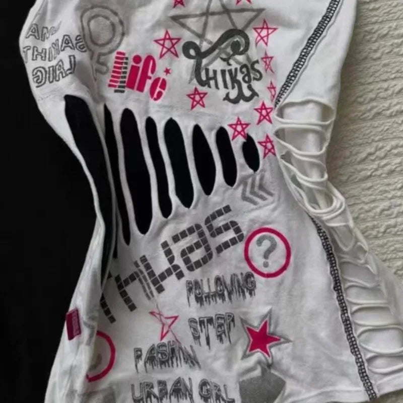 Women's Sexy Hottie Camisole American Retro Hollow Design Halter Vest Harajuku Street Letter Print Tanks Female Slim Short Tops