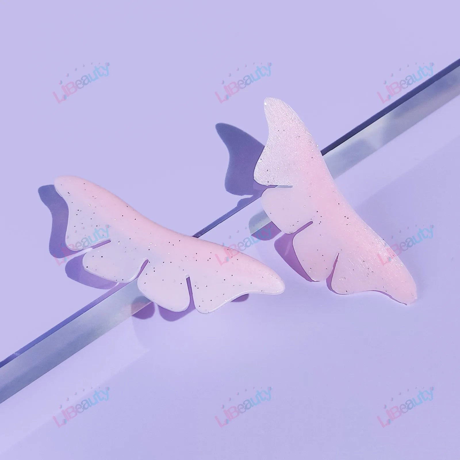 Libeauty 1 Pair Silicone Glitter Butterfly Lash Lift Shield Eyelash Perm Pads Lash Lifting 3D Eyelash Curler Accessories Tool