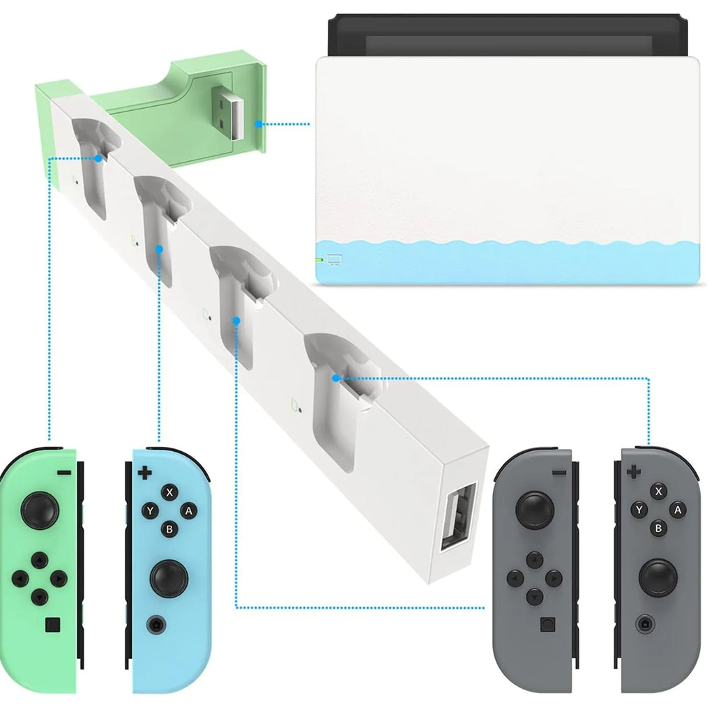 IPEGA PG-9186 Charging Dock Station for Switch&OLED - Charges Up To 4 Controllers, Compatible with Switch and OLED Model