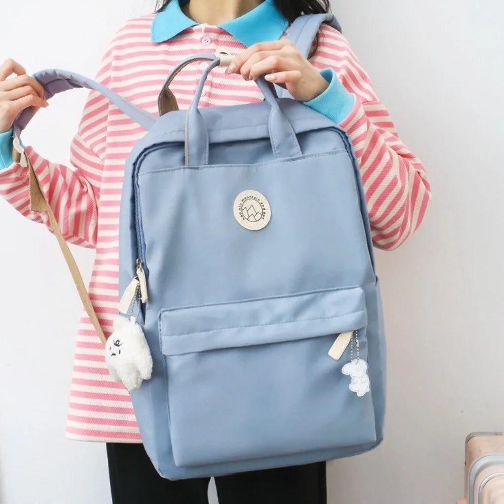 Lightweight Waterproof Women Backpack Large Capacity Solid Color Travel Backpack Nylon Ergonomic Laptop Book Bag For Teenagers