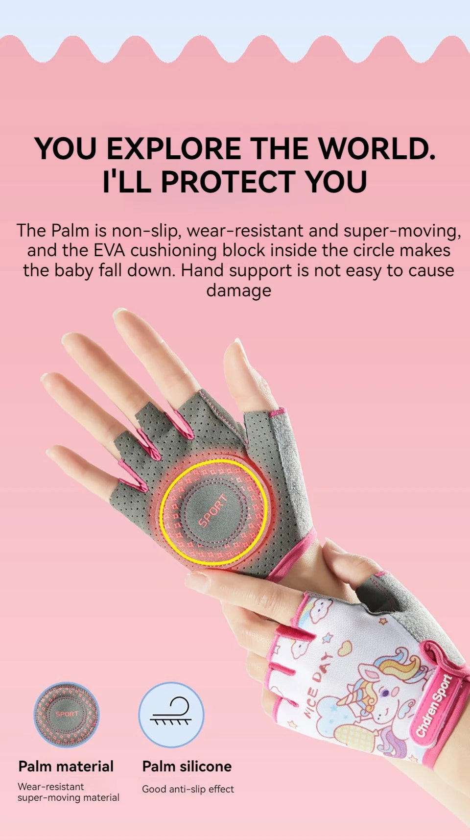 KoKossi Children's Sports Riding Gloves Half Finger Breathable Sweat Absorbing Anti Slip Boy Girl Training Exercise Protection