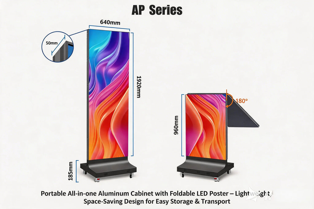 Factory Direct HD Foldable P1.25 P1.5 P1.8 P2.5 Indoor LED Poster Display Screen GOB for Shopping Mall Standing LED Poster