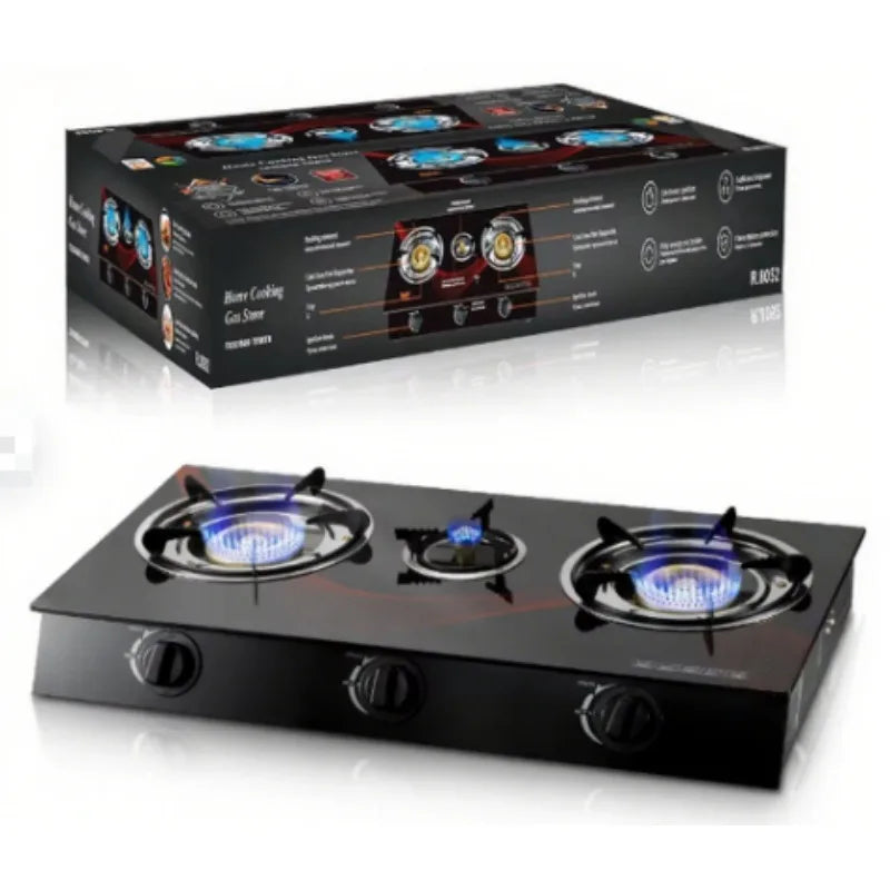 2026European-style Three-cooker  Cooktop with Fast Heating Table Installation Glass Surface Flameout Protection