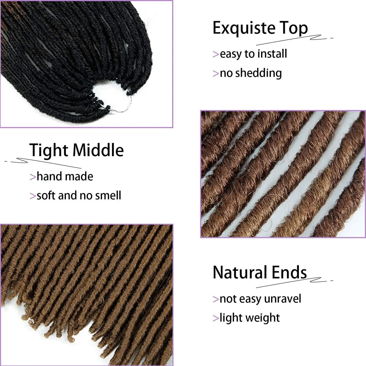Dreadlocks Crochet Braids Soft Faux Locs Crochet Hair Synthetic Braiding Hair Dreadlocks Faux Locs Soul 18inch Goddess Locs