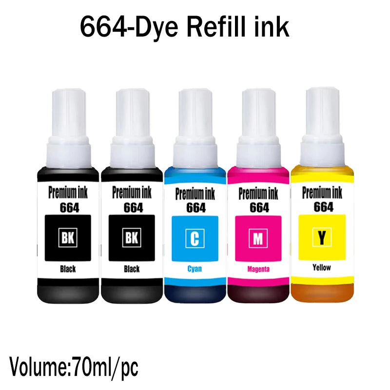 For Epson 664 Refill Ink Kit 70ML For Epson L110 L100 L110 L300 L235 L355 L350 550 L555 132 L120 L200 210 Printer