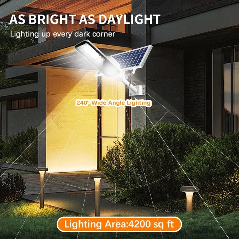 1000W Solar Street Light Outdoor Solar Street Light IP65 Waterproof Automatic Dusk to Dawn Street Light For Garage Garden