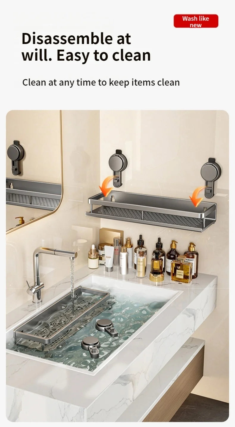 No Drill Bathroom Suction Cup Storage Shelf Storage Shelf Bathroom Perforation-Free Wall Hanging Vanity Toilet Triangle Basket R