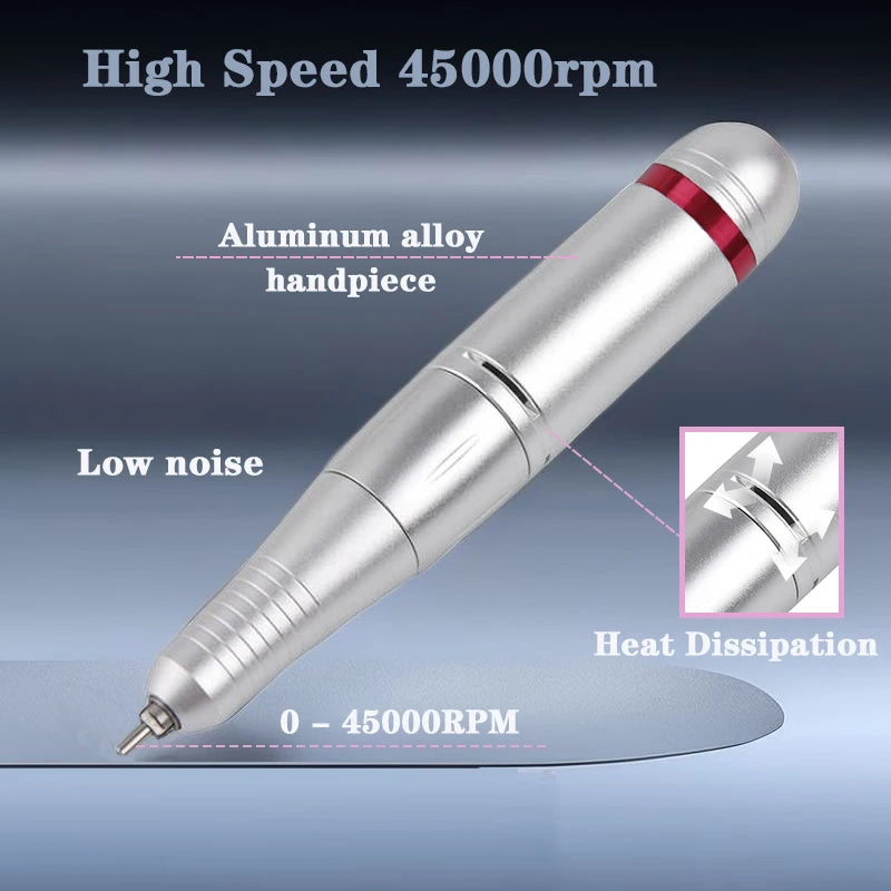 45000RPM Professional Manicure Drill Machine Electric Nail Lathe Sander File for Gel Nails Polishing Home Manicure Salon Tools