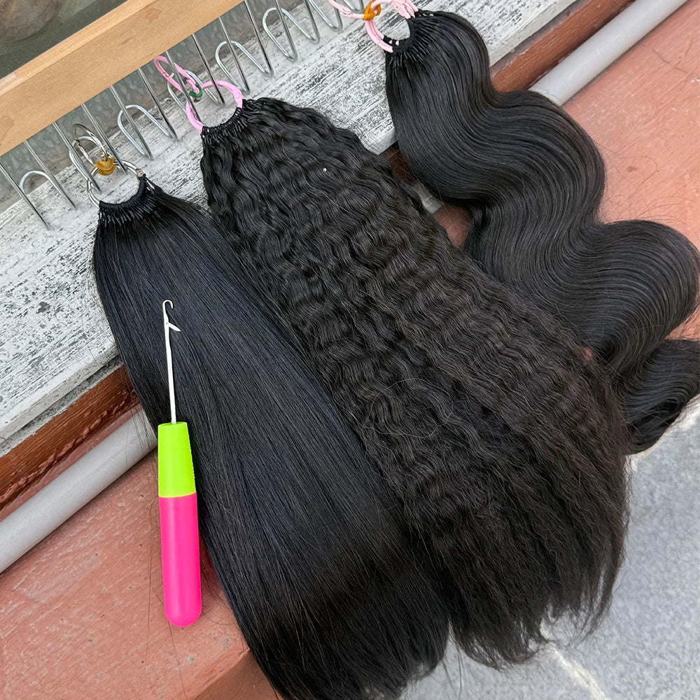 Water Wave Crochet Human Hair Extensions No Shedding Invisible Crochet Feather Braiding Natural Color Body Wave Hair Extension
