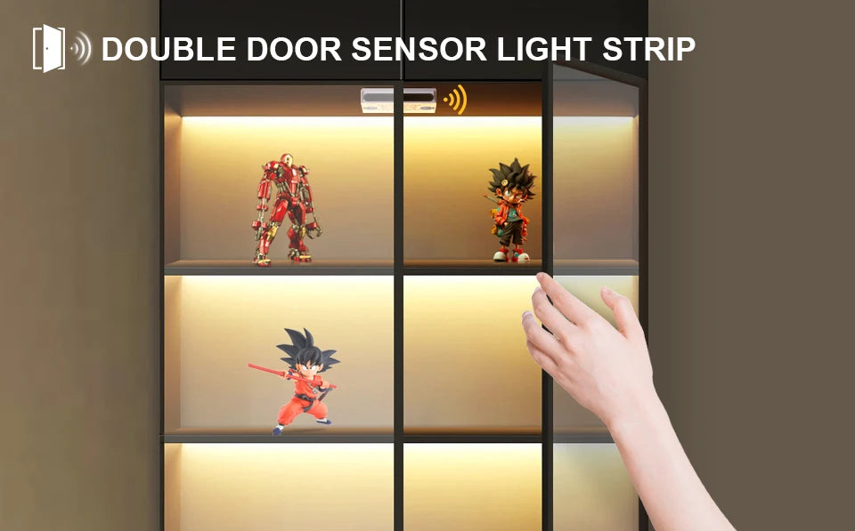 Smart Door Proximity Sensor Control LED Under Cabinet Lights 12V COB LED Strip Showcase Wardrobe Lamp Backlight For Room Kitchen