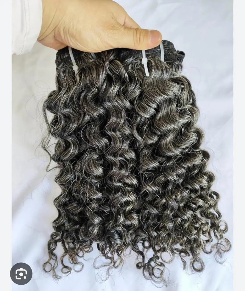 CDYHairVN Luxury Premium Virgin Raw Vietnamese Double Drawn Salt Pepper Grey 12a Kinky Coily Curly Human Hair Extensions